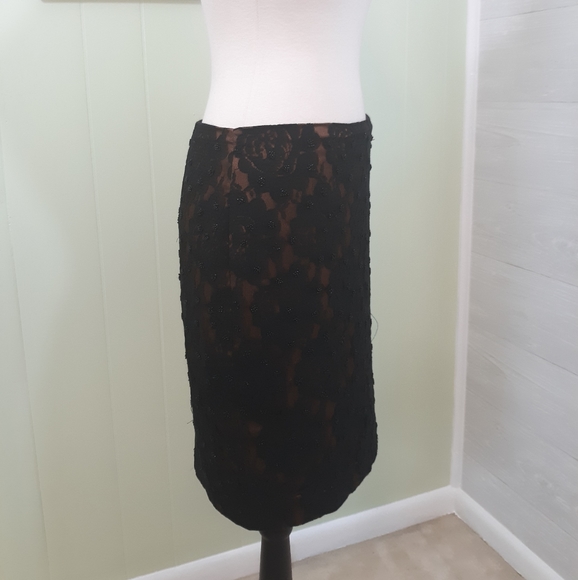 Talbots black beaded lace pencil skirt 4P *O - Picture 6 of 6
